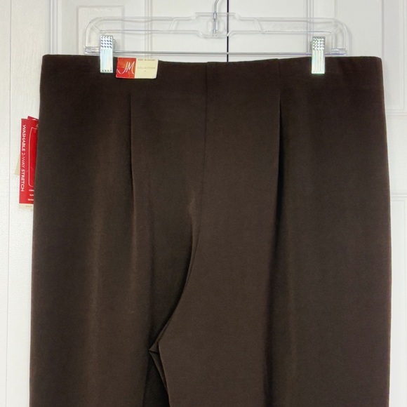 NWT JM Collection Chocolate Brown Pleated High Rise Trousers 18 Short - Picture 13 of 16